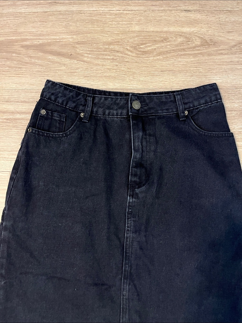 Nasty Gal Black Maxi Denim Skirt with Front Slit - Picture 8 of 15